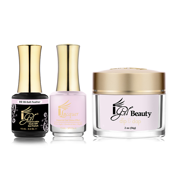 iGel 3in1 Dipping Powder + Gel Polish + Nail Lacquer, DD008, Soft Feather OK0523VD