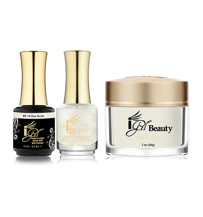 iGel 3in1 Dipping Powder + Gel Polish + Nail Lacquer, DD014. Star Dusts OK0523VD
