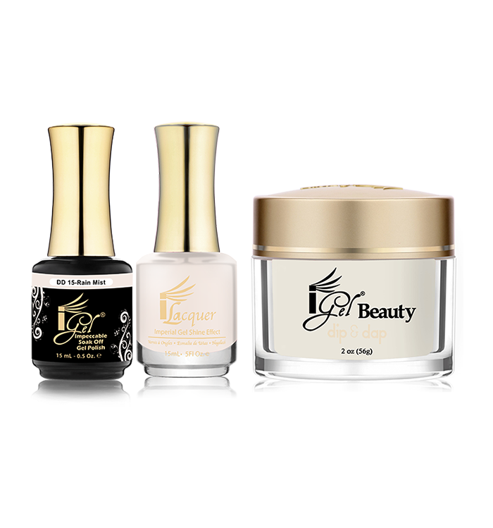 iGel 3in1 Dipping Powder + Gel Polish + Nail Lacquer, DD015, Rain Mist Shimmer OK0523VD