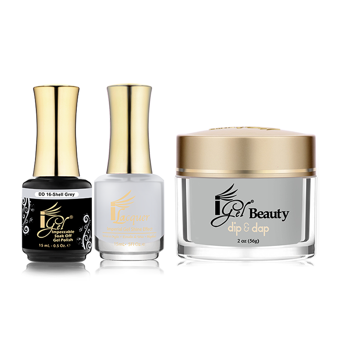 iGel 3in1 Dipping Powder + Gel Polish + Nail Lacquer, DD016, Shell Grey OK0523VD