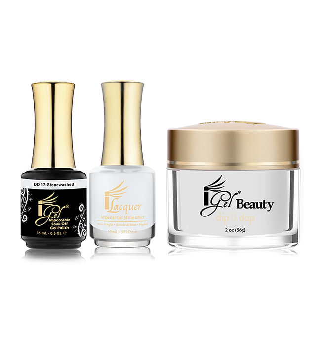 iGel 3in1 Dipping Powder + Gel Polish + Nail Lacquer, DD017, Stonewashed OK0523VD