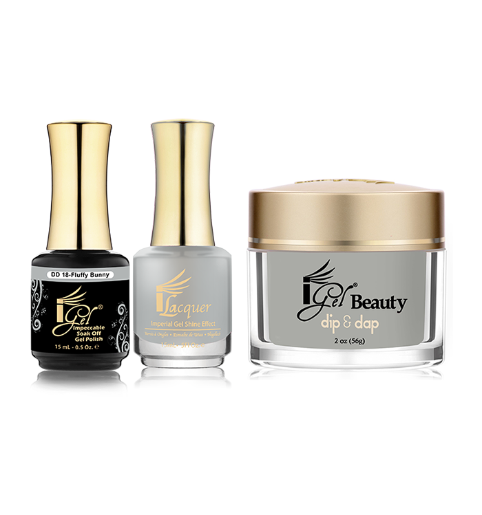iGel 3in1 Dipping Powder + Gel Polish + Nail Lacquer, DD018, Fluffy Bunny OK0523VD