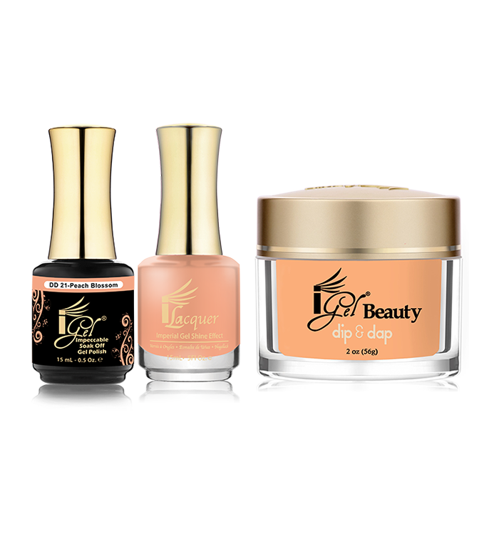 iGel 3in1 Dipping Powder + Gel Polish + Nail Lacquer, DD021, Peach Blossom OK0523VD
