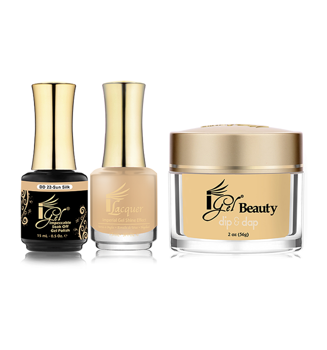 iGel 3in1 Dipping Powder + Gel Polish + Nail Lacquer, DD022, Sun Silk OK0523VD