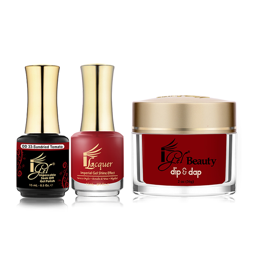 iGel 3in1 Dipping Powder + Gel Polish + Nail Lacquer, DD033, Sundried Tomato OK0523VD