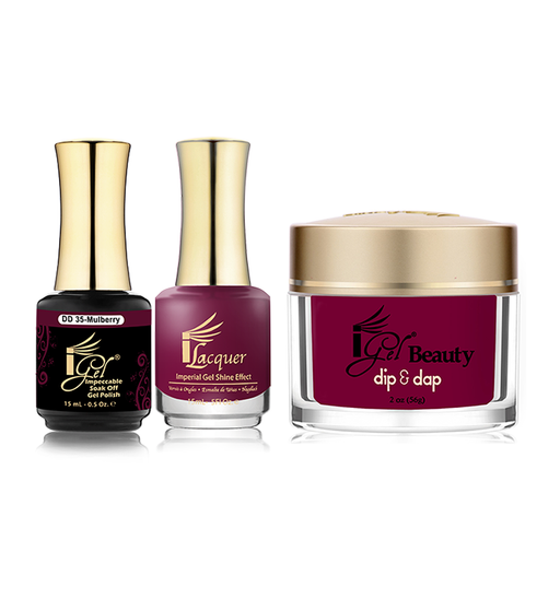 iGel 3in1 Dipping Powder + Gel Polish + Nail Lacquer, DD035, Mulberry OK0523VD