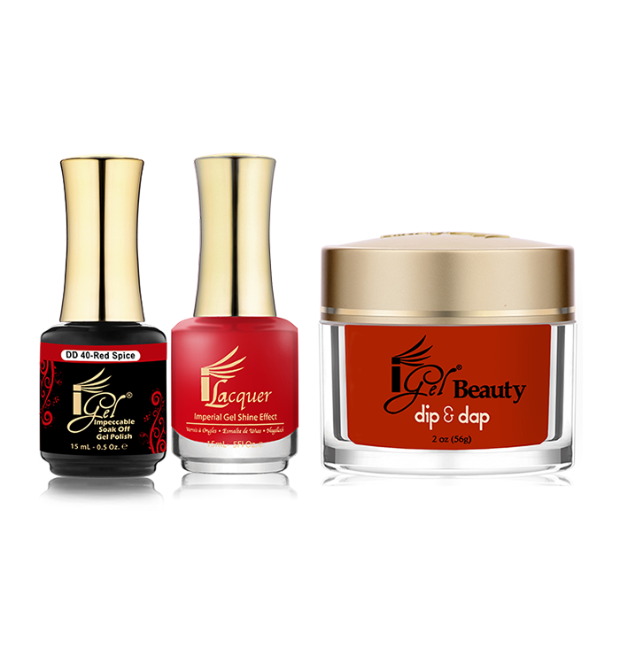 iGel 3in1 Dipping Powder + Gel Polish + Nail Lacquer, DD040, Red Spice OK0523VD