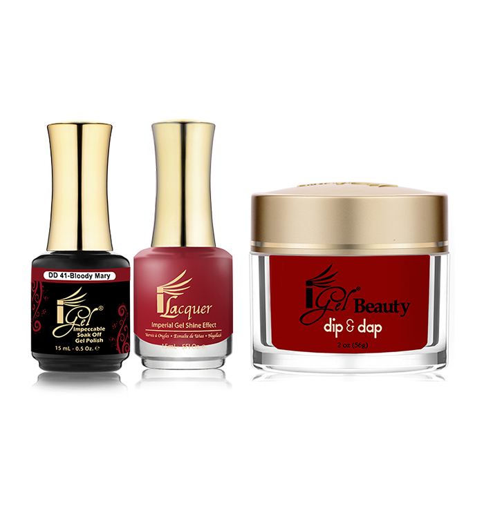 iGel 3in1 Dipping Powder + Gel Polish + Nail Lacquer, DD041, Bloody Mary OK0523VD