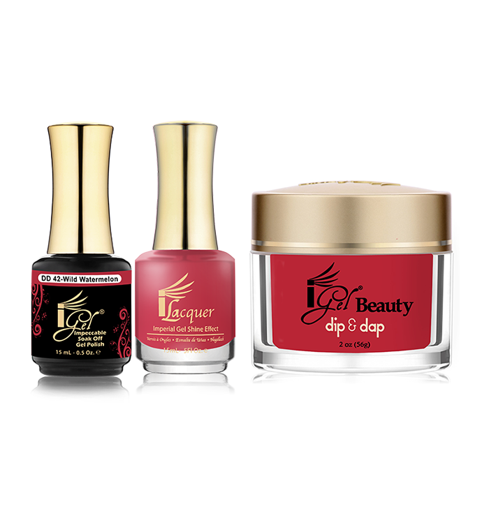 iGel 3in1 Dipping Powder + Gel Polish + Nail Lacquer, DD042, Wild Watermelon OK0523VD