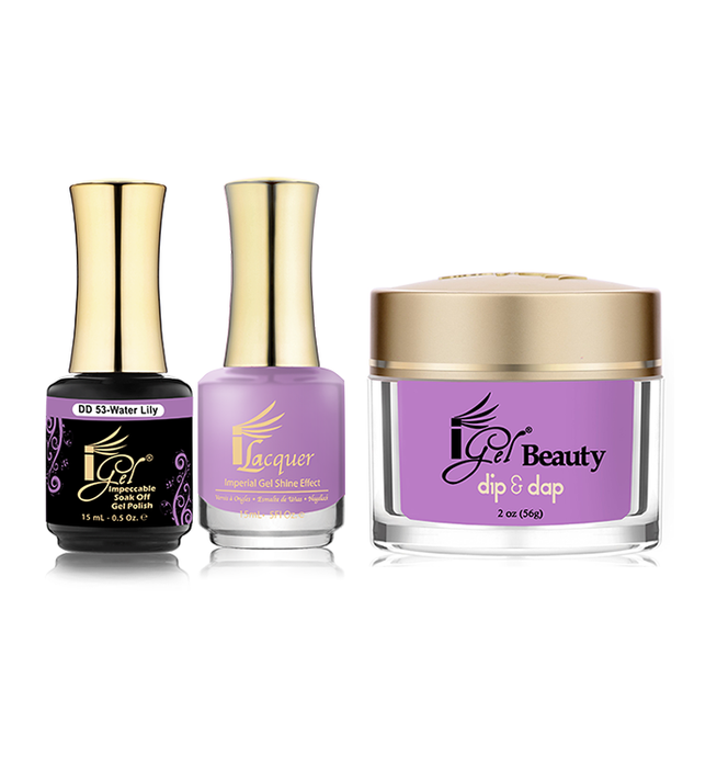 iGel 3in1 Dipping Powder + Gel Polish + Nail Lacquer, DD053, Water Lily OK0523VD