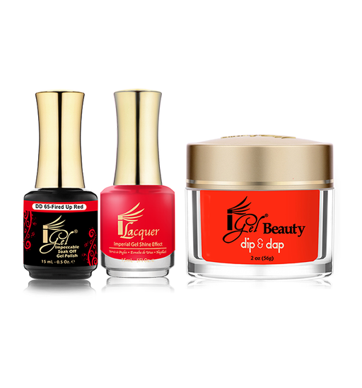 iGel 3in1 Dipping Powder + Gel Polish + Nail Lacquer, DD065, Fired Up Red OK0523VD