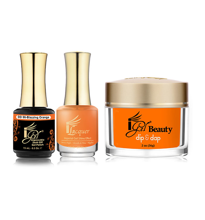 iGel 3in1 Dipping Powder + Gel Polish + Nail Lacquer, DD066, Blazzing Orange OK0523VD