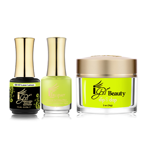 iGel 3in1 Dipping Powder + Gel Polish + Nail Lacquer, DD067, Laser Lemon OK0523VD