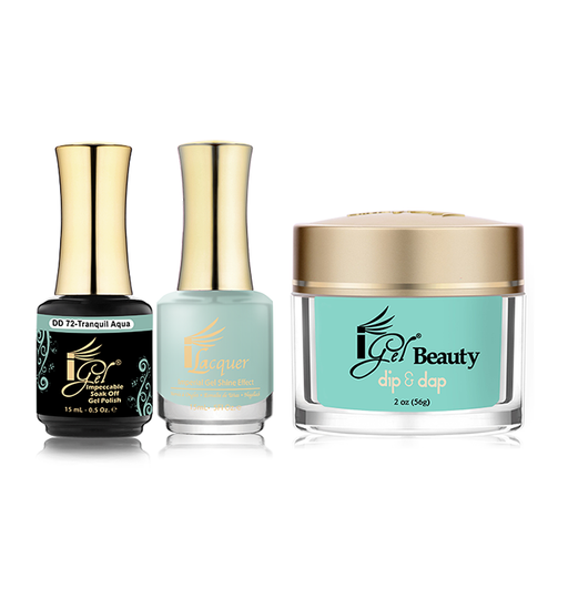 iGel 3in1 Dipping Powder + Gel Polish + Nail Lacquer, DD072, Tranquil Aqua OK0523VD