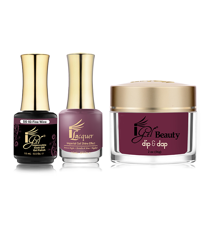 iGel 3in1 Dipping Powder + Gel Polish + Nail Lacquer, DD082, Fine Wine OK0523VD