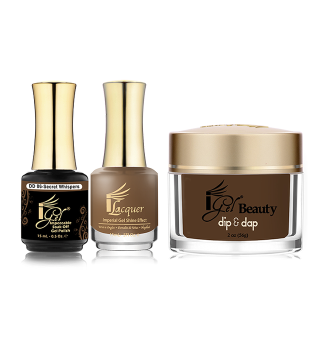 iGel 3in1 Dipping Powder + Gel Polish + Nail Lacquer, DD086, Secret Whispers OK0523VD