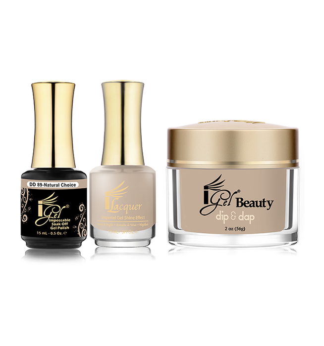 iGel 3in1 Dipping Powder + Gel Polish + Nail Lacquer, DD089, Natural Choice OK0523VD