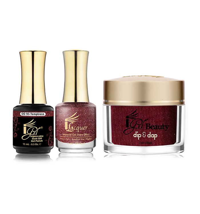 iGel 3in1 Dipping Powder + Gel Polish + Nail Lacquer, DD093, Temptress OK0523VD