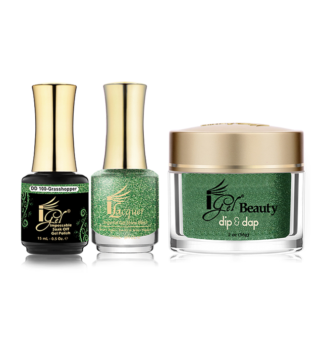iGel 3in1 Dipping Powder + Gel Polish + Nail Lacquer, DD100, Grasshopper OK0523VD