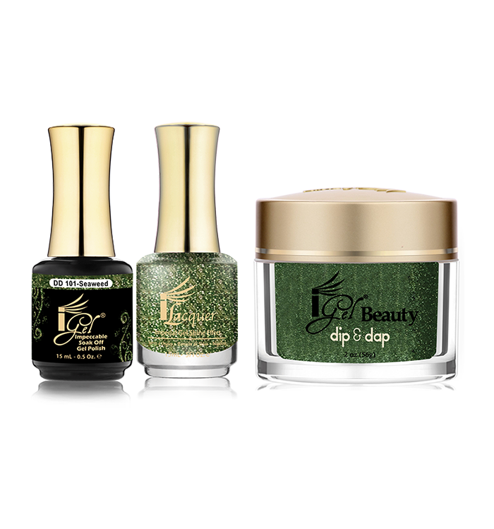 iGel 3in1 Dipping Powder + Gel Polish + Nail Lacquer, DD101, Seaweed OK0523VD