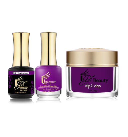 iGel 3in1 Dipping Powder + Gel Polish + Nail Lacquer, DD115, Vivacious OK0523VD