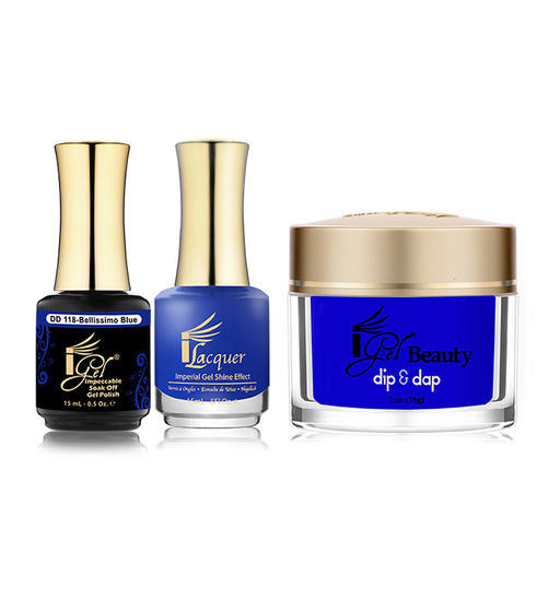 iGel 3in1 Dipping Powder + Gel Polish + Nail Lacquer, DD118, Bellissimo Blue OK0523VD