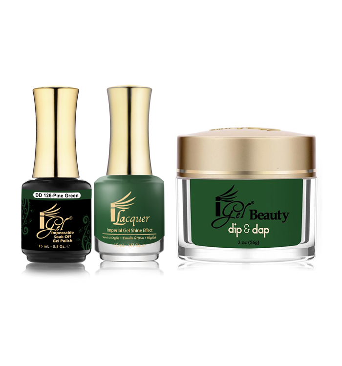 iGel 3in1 Dipping Powder + Gel Polish + Nail Lacquer, DD126, Pine Green OK0523VD