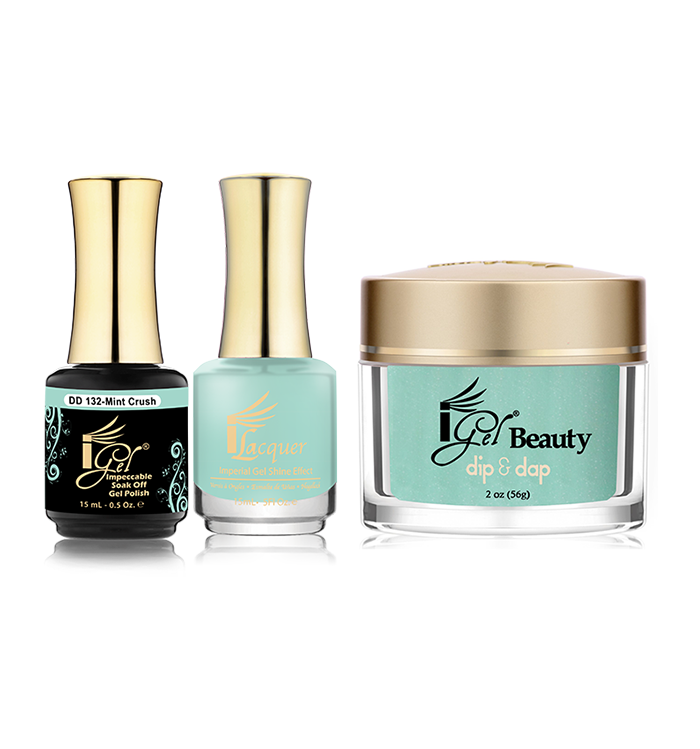 iGel 3in1 Dipping Powder + Gel Polish + Nail Lacquer, DD132, Mint Crush OK0523VD