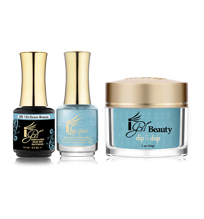 iGel 3in1 Dipping Powder + Gel Polish + Nail Lacquer, DD133, Ocean Breeze OK0523VD