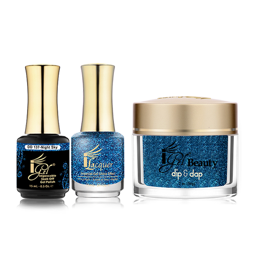 iGel 3in1 Dipping Powder + Gel Polish + Nail Lacquer, DD137, Night Sky OK0523VD
