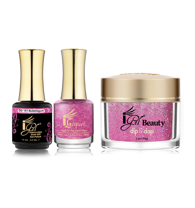 iGel 3in1 Dipping Powder + Gel Polish + Nail Lacquer, DD141, Bubblegum OK0523VD