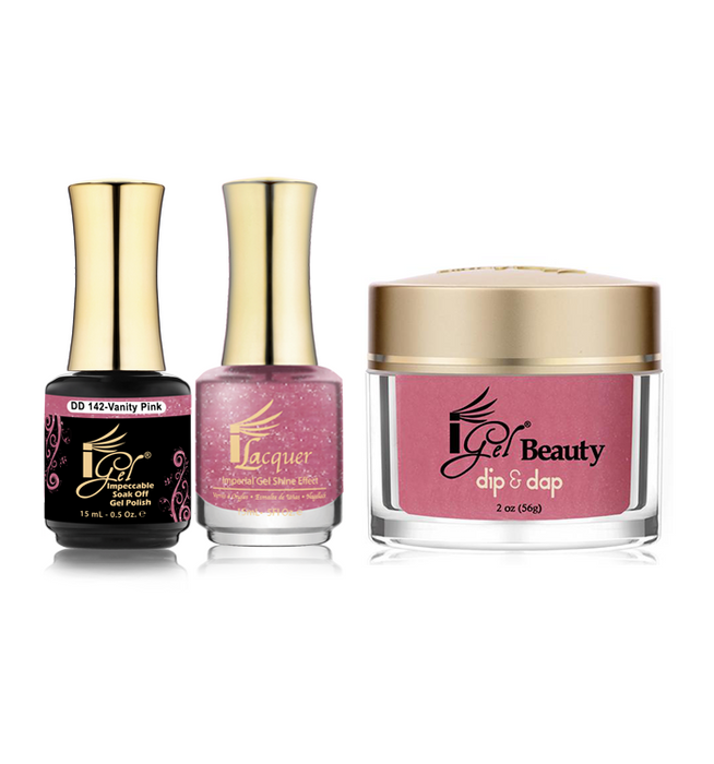 iGel 3in1 Dipping Powder + Gel Polish + Nail Lacquer, DD142, Vanity Pink OK0523VD