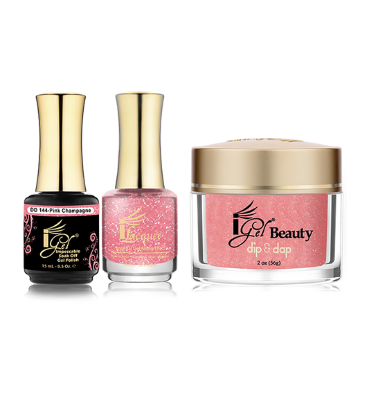 iGel 3in1 Dipping Powder + Gel Polish + Nail Lacquer, DD144, Pink Champagne OK0523VD