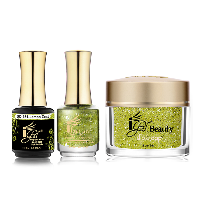 iGel 3in1 Dipping Powder + Gel Polish + Nail Lacquer, DD151, Lemon Zest OK0523VD