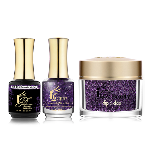 iGel 3in1 Dipping Powder + Gel Polish + Nail Lacquer, DD155, Twinkle Violet OK0523VD