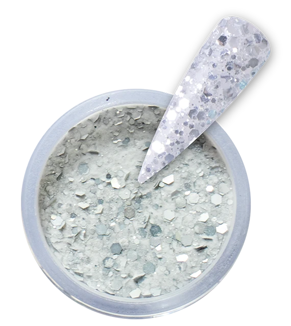 iGel Acrylic/Dipping Powder, Diamond Glitter Collection, DG01, Dazzling Platinum, 2oz