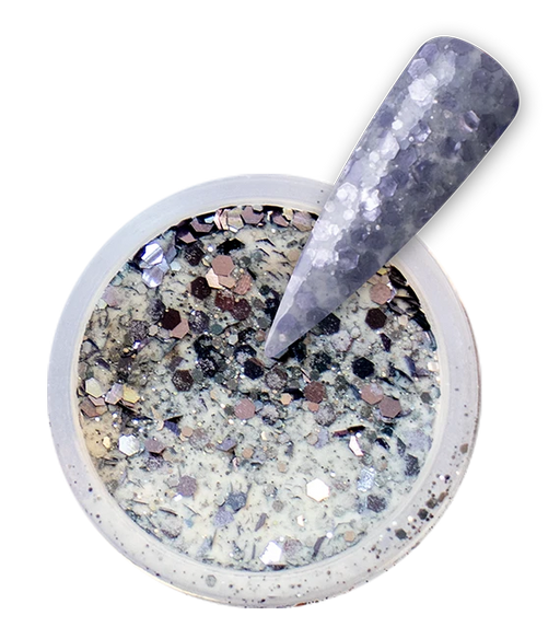 iGel Acrylic/Dipping Powder, Diamond Glitter Collection, DG33, Shimmering Ash, 2oz