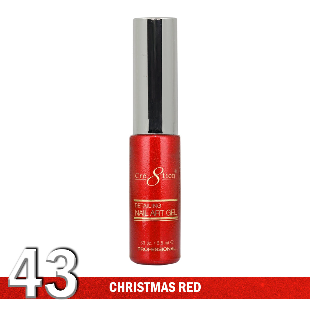 Cre8tion Detailing Nail Art Gel, 43, Christmas Red, 0.33oz