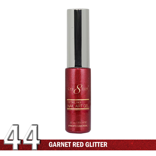 Cre8tion Detailing Nail Art Gel, 44, Garnet Red Glitter, 0.33oz