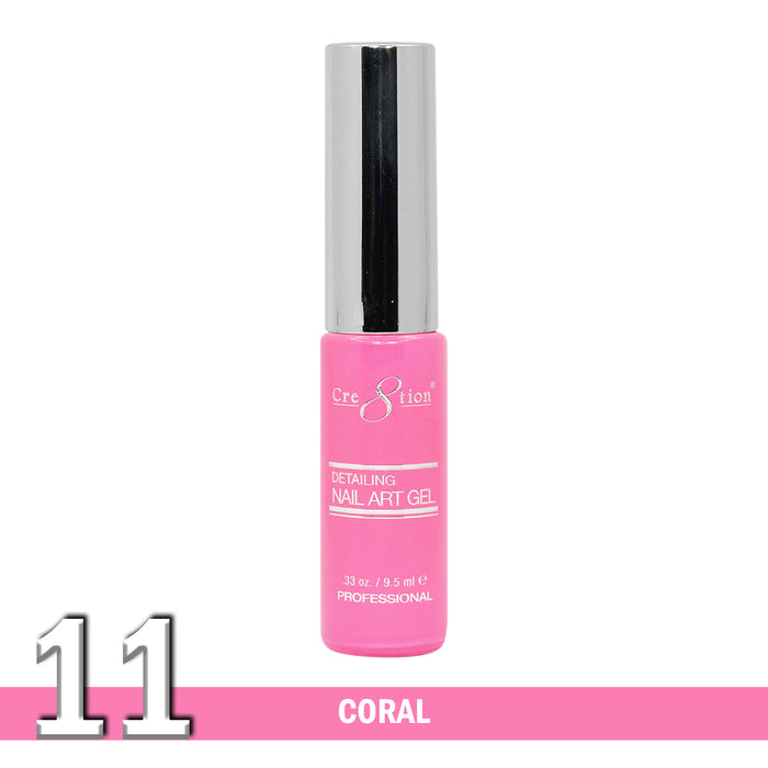 Cre8tion Detailing Nail Art Gel, 11, Coral, 0.33oz KK1025