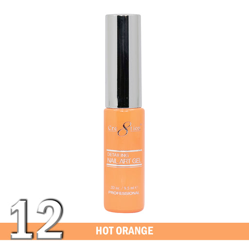 Cre8tion Detailing Nail Art Gel, 12, Hot Orange, 0.33oz KK1025
