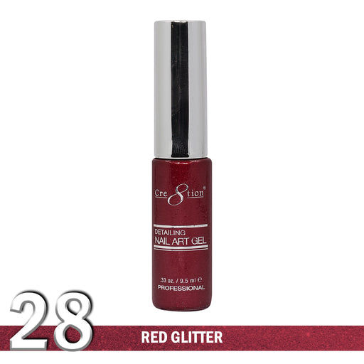Cre8tion Detailing Nail Art Gel, 28, Red Glitter, 0.33oz KK1025
