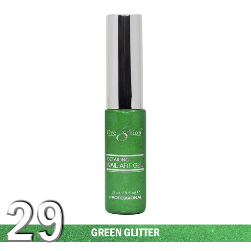 Cre8tion Detailing Nail Art Gel, 29, Green Glitter, 0.33oz KK1025