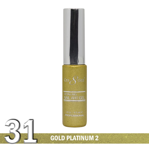 Cre8tion Detailing Nail Art Gel, 31, Gold Platinum 2, 0.33oz KK1025