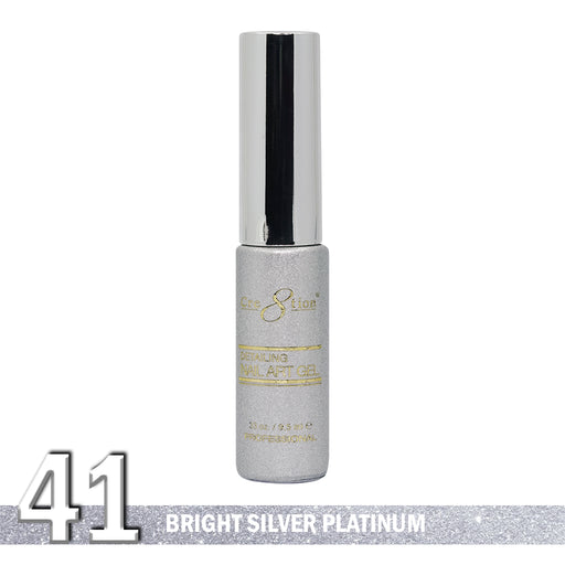 Cre8tion Detailing Nail Art Gel, 41, Bright Silver Platinum, 0.33oz KK1025