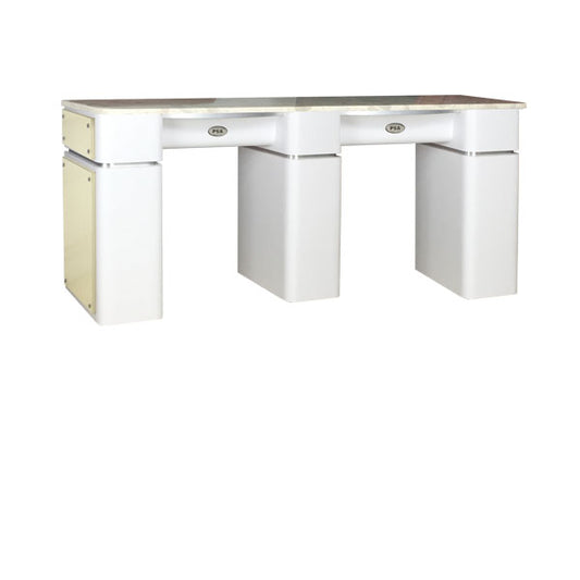 SPA Double Nail Table, White/Beige, DWBET-39 (NOT Included Shipping Charge)