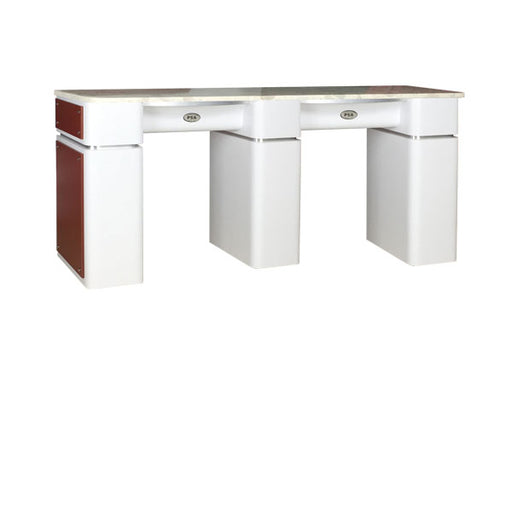 SPA Double Nail Table, White/Burgundy, DWBUT-39 (NOT Included Shipping Charge)