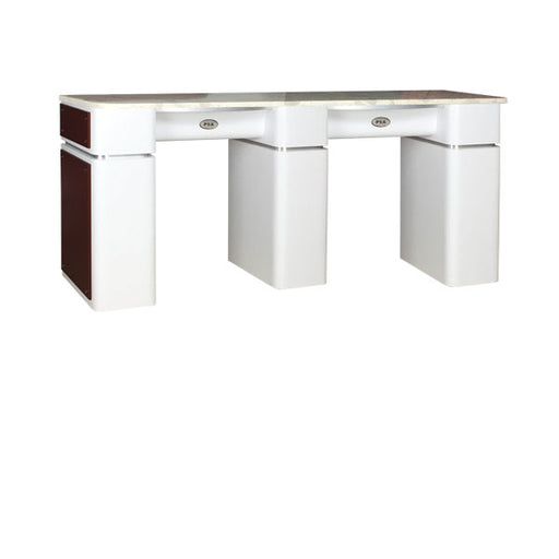 SPA Double Nail Table, White/Chocolate, DWCT-39 (NOT Included Shipping Charge)