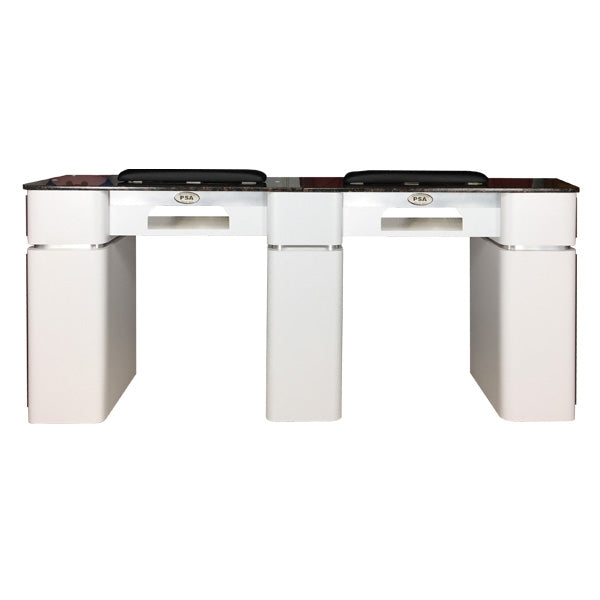 SPA Double Nail Table, White/Burgundy, DWBUT-39 (NOT Included Shipping Charge)