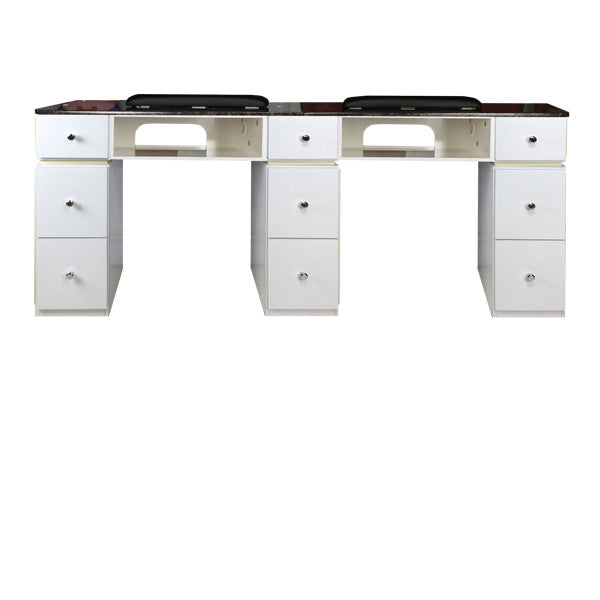 SPA Double Nail Table, White/Chocolate, DWCT-39 (NOT Included Shipping Charge)